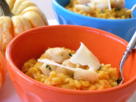 Pumpkin Risotto with Scallops