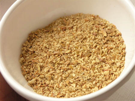 Chopped pumpkin seeds with flour and panko crumbs