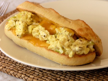 Scrambled Egg Grilled Cheese with Leeks